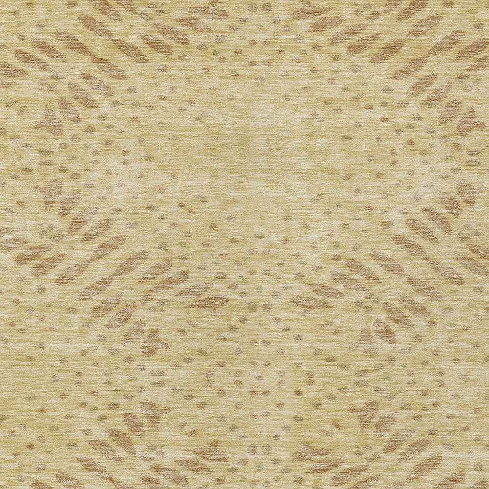 8' X 10' Gold Beige And Taupe Floral Washable Indoor Outdoor Area Rug