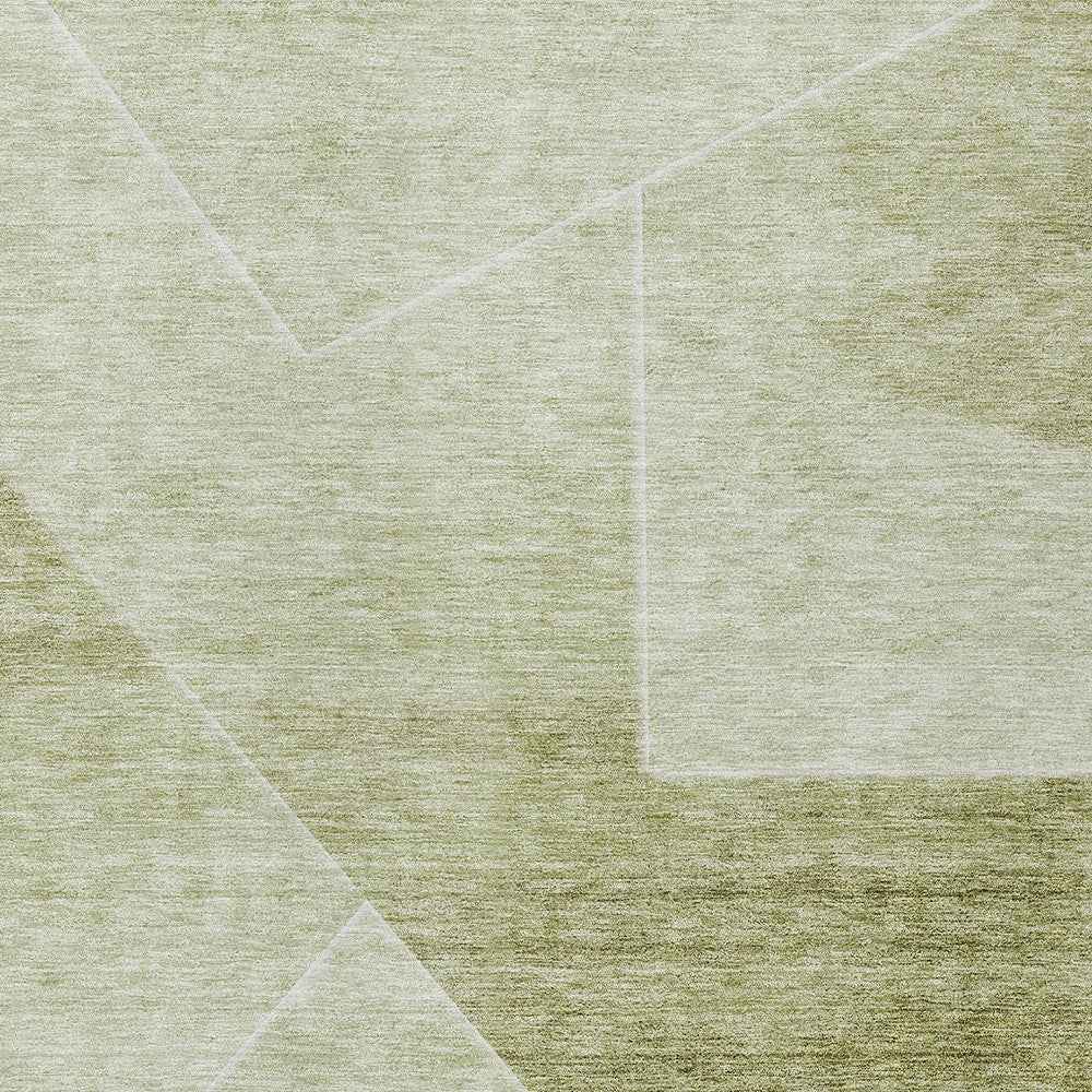3' X 5' Sage And Artichoke Green Abstract Washable Indoor Outdoor Area Rug