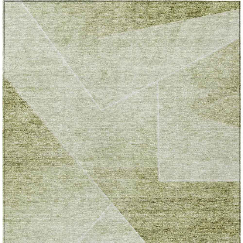 3' X 5' Sage And Artichoke Green Abstract Washable Indoor Outdoor Area Rug