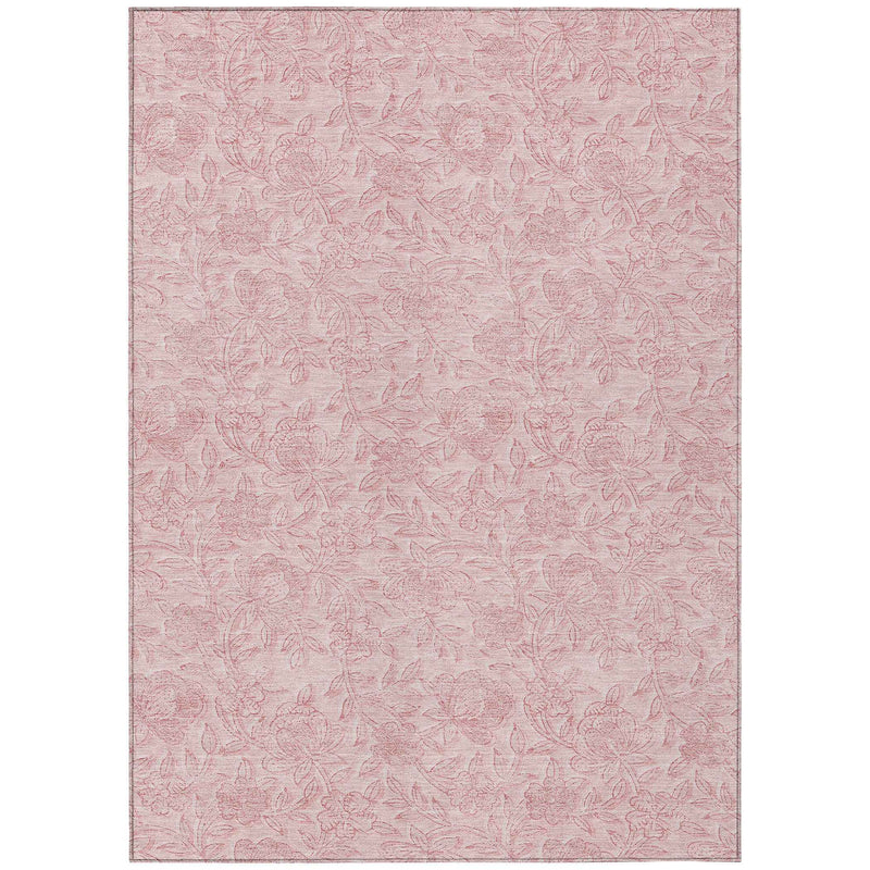 3' X 5' Pink And Red Floral Washable Indoor Outdoor Area Rug