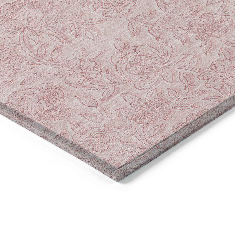 3' X 5' Pink And Red Floral Washable Indoor Outdoor Area Rug