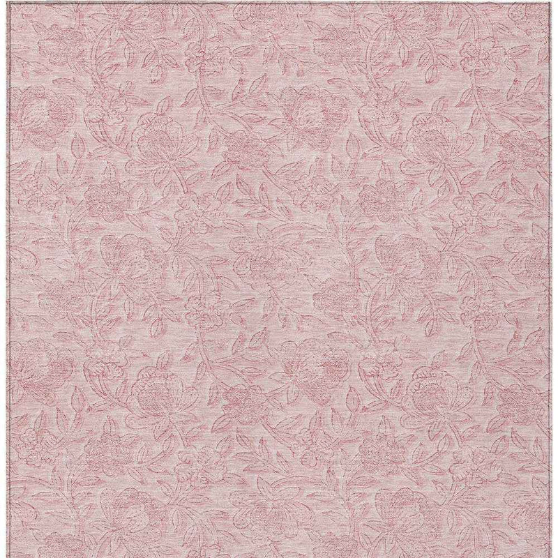 3' X 5' Pink And Red Floral Washable Indoor Outdoor Area Rug