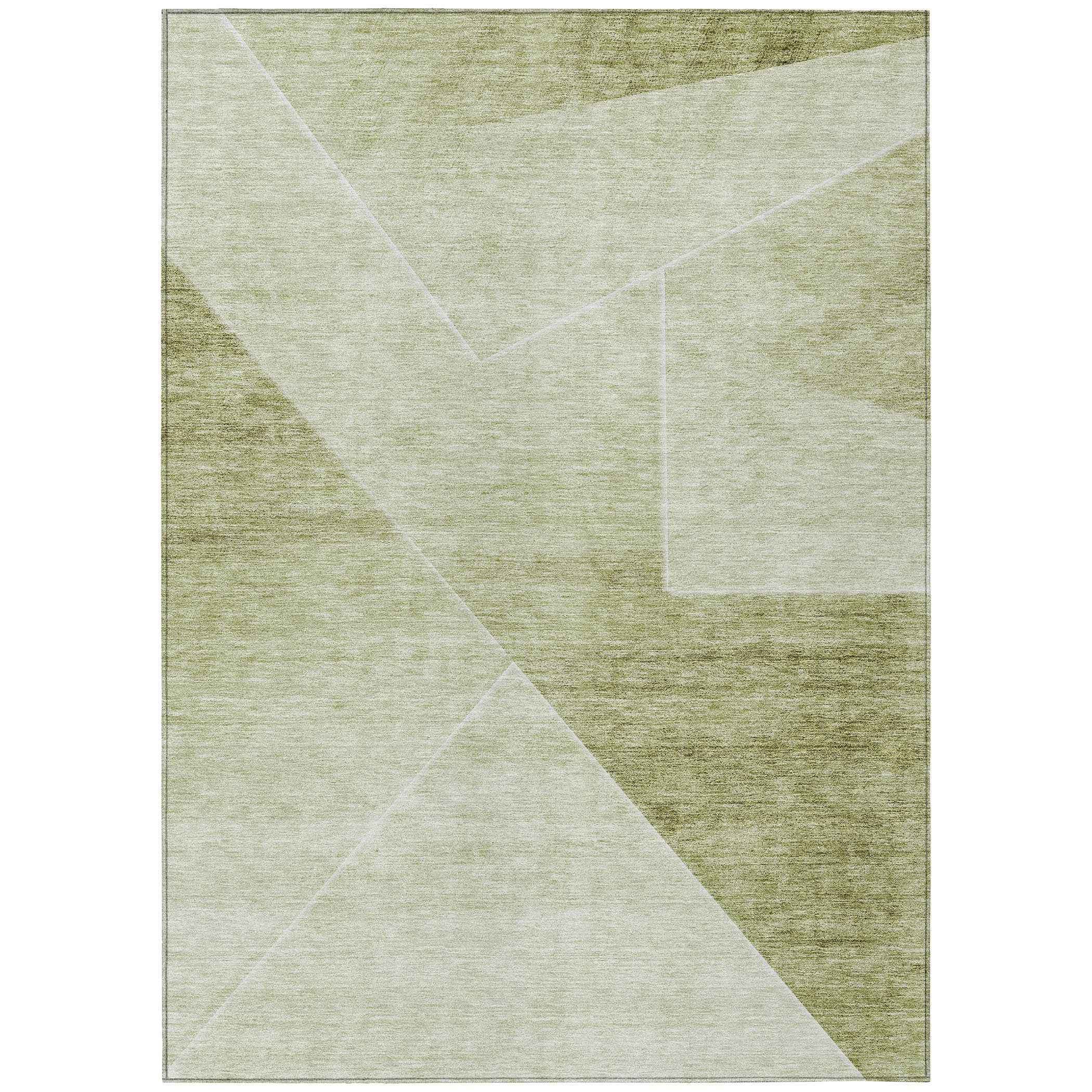 8' X 10' Sage And Artichoke Green Abstract Washable Indoor Outdoor Area Rug