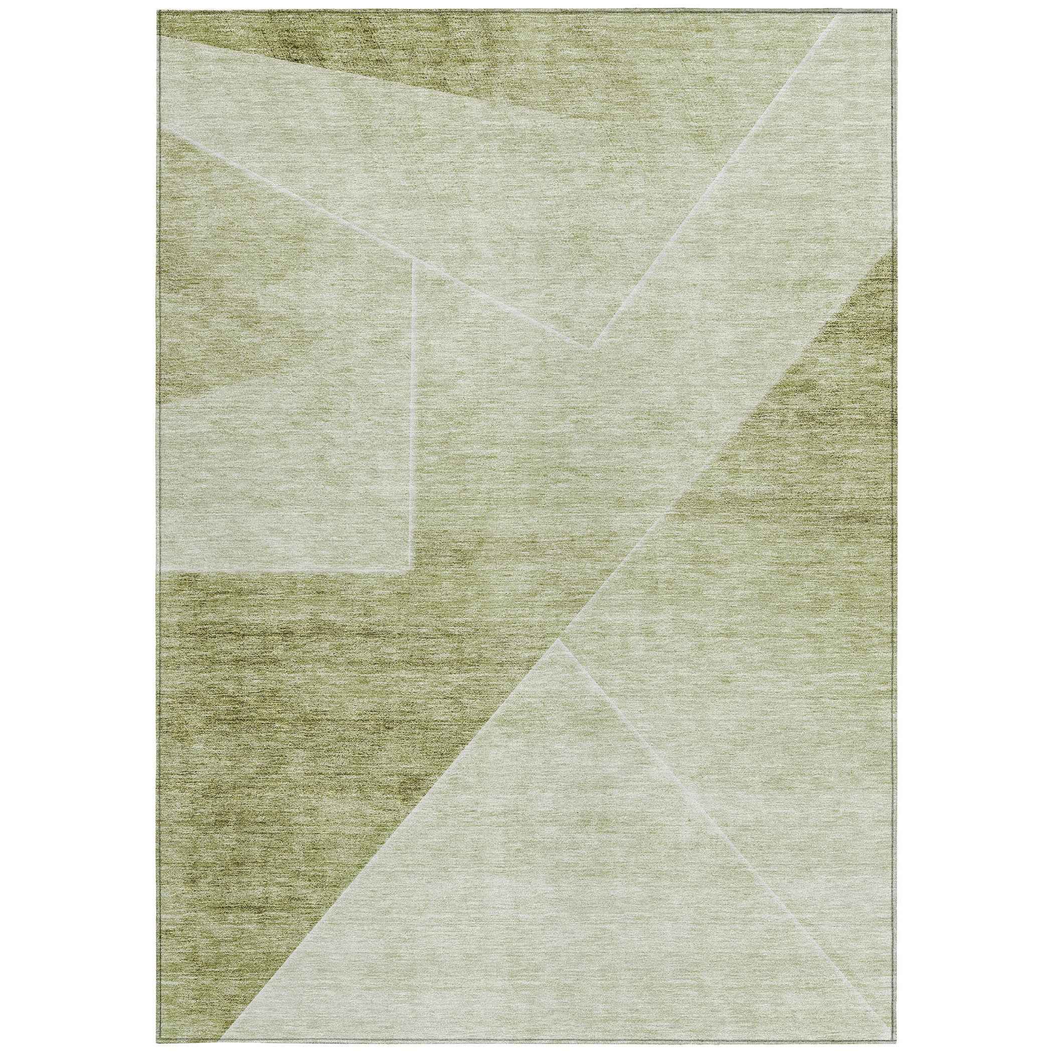 8' X 10' Sage And Artichoke Green Abstract Washable Indoor Outdoor Area Rug