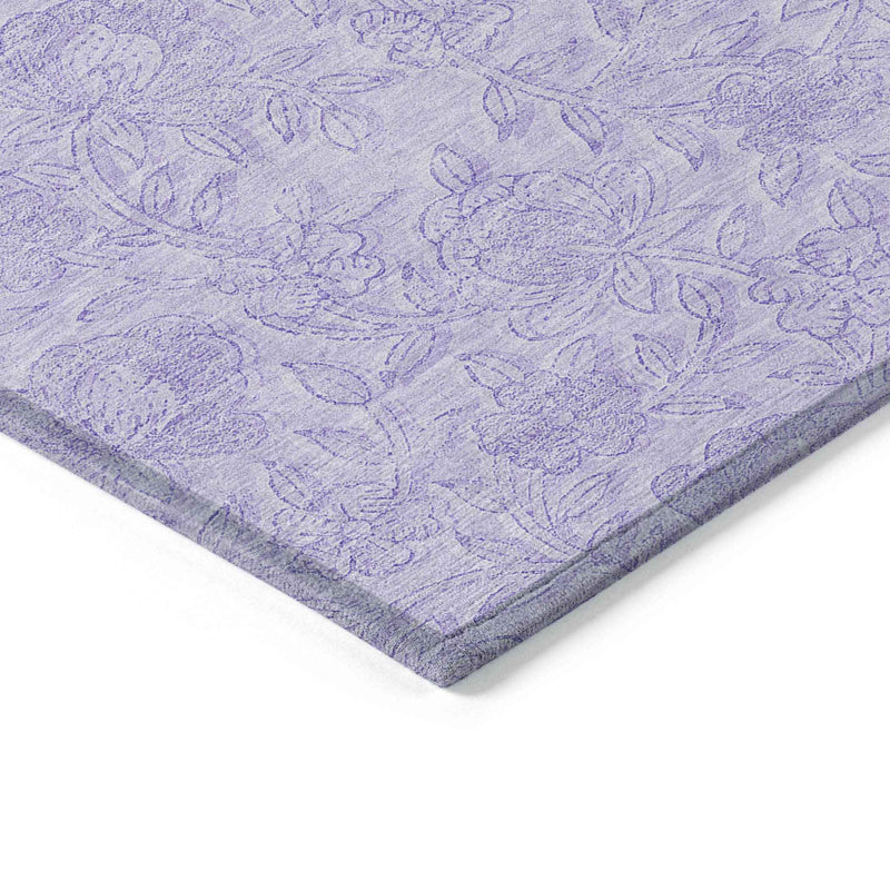 3' X 5' Lilac And Purple Floral Washable Indoor Outdoor Area Rug