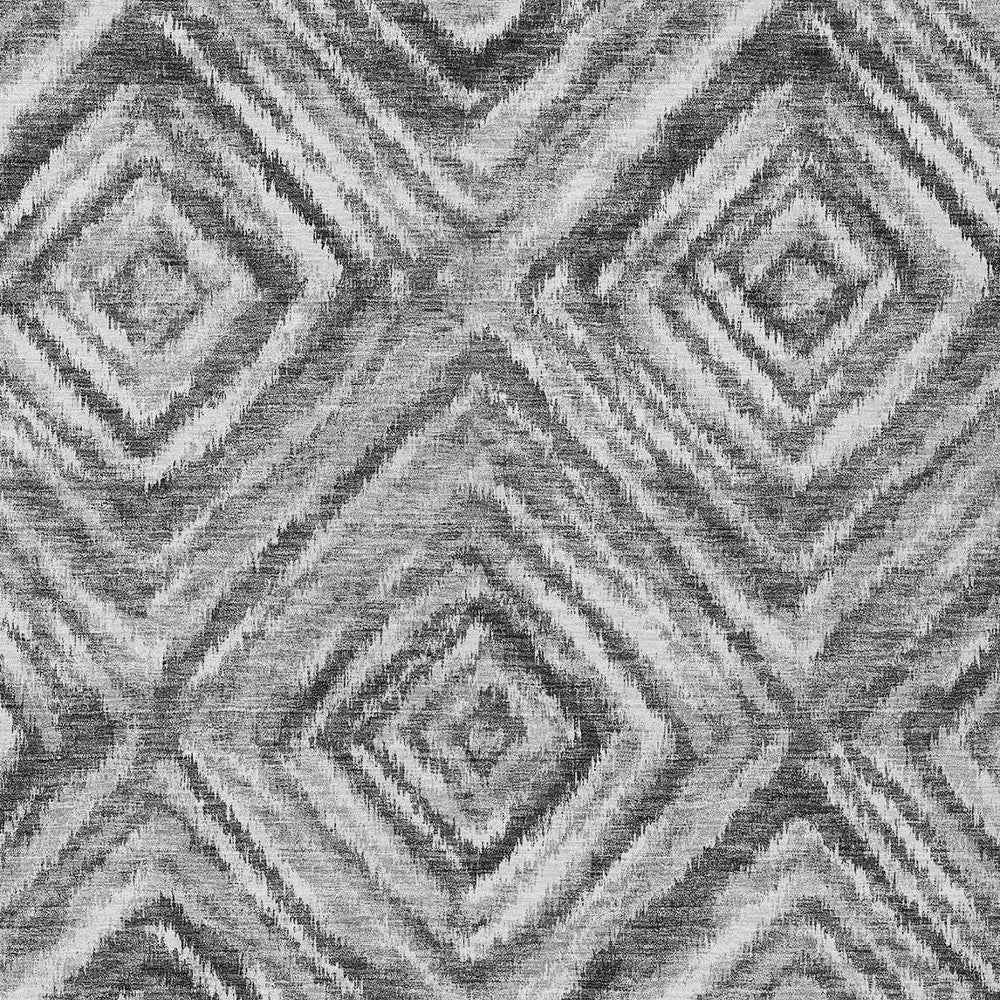 9' X 12' Gray Silver And Ivory Geometric Washable Indoor Outdoor Area Rug