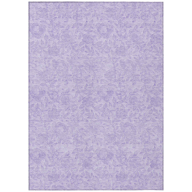 3' X 5' Lilac And Purple Floral Washable Indoor Outdoor Area Rug