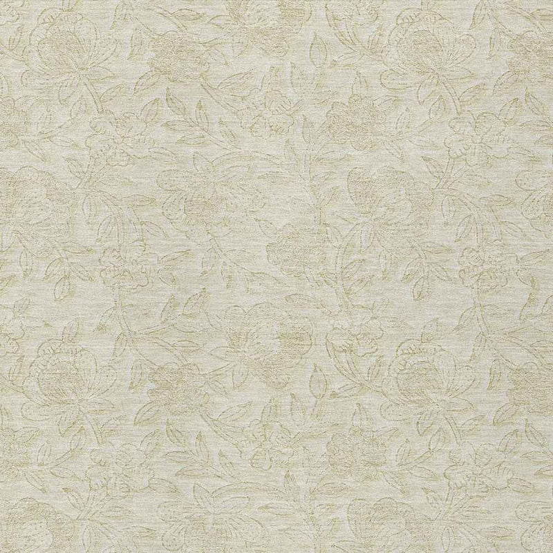 8' X 10' Ivory And Beige Floral Washable Indoor Outdoor Area Rug