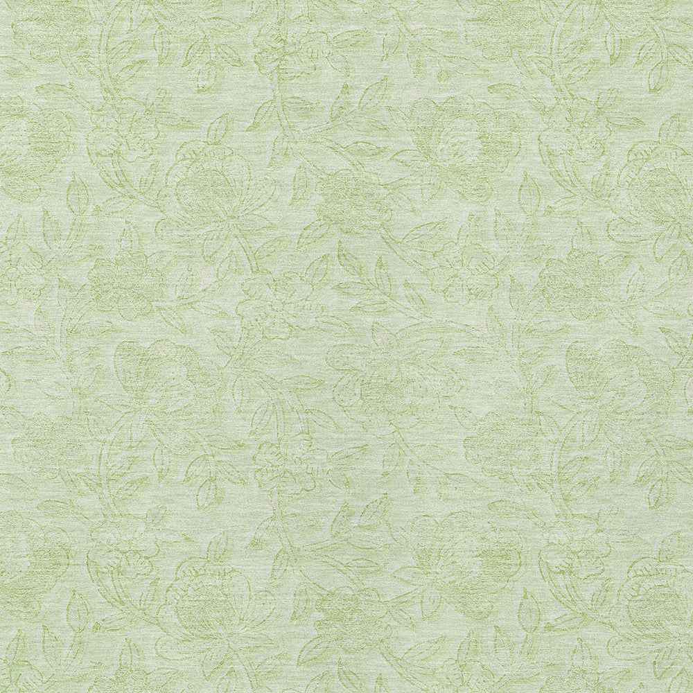 8' X 10' Artichoke Green And Mint Green Floral Washable Indoor Outdoor Area Rug