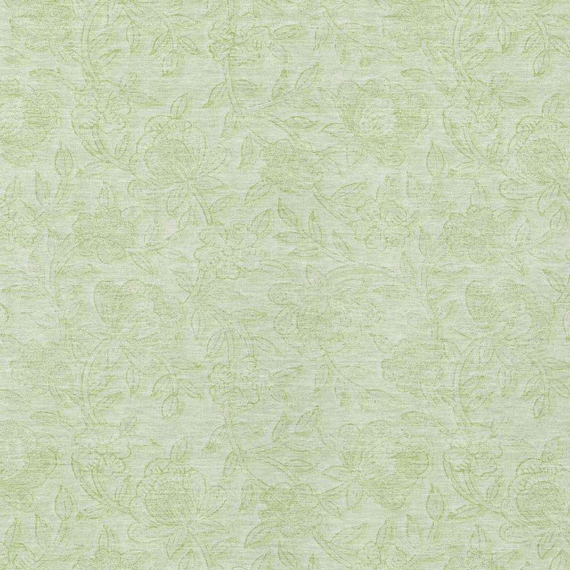 8' X 10' Artichoke Green And Mint Green Floral Washable Indoor Outdoor Area Rug