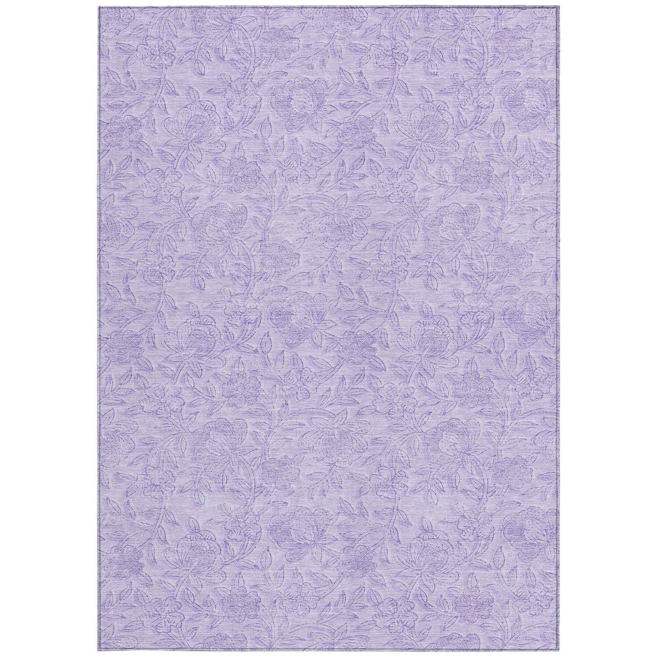 9' X 12' Lilac And Purple Floral Washable Indoor Outdoor Area Rug