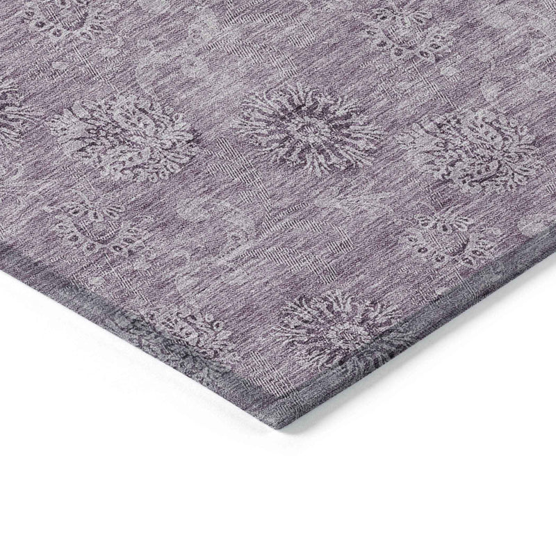 3' X 5' Plum And Purple Floral Washable Indoor Outdoor Area Rug