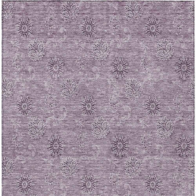 8' X 10' Plum And Purple Floral Washable Indoor Outdoor Area Rug