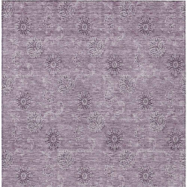 10' X 14' Plum And Purple Floral Washable Indoor Outdoor Area Rug