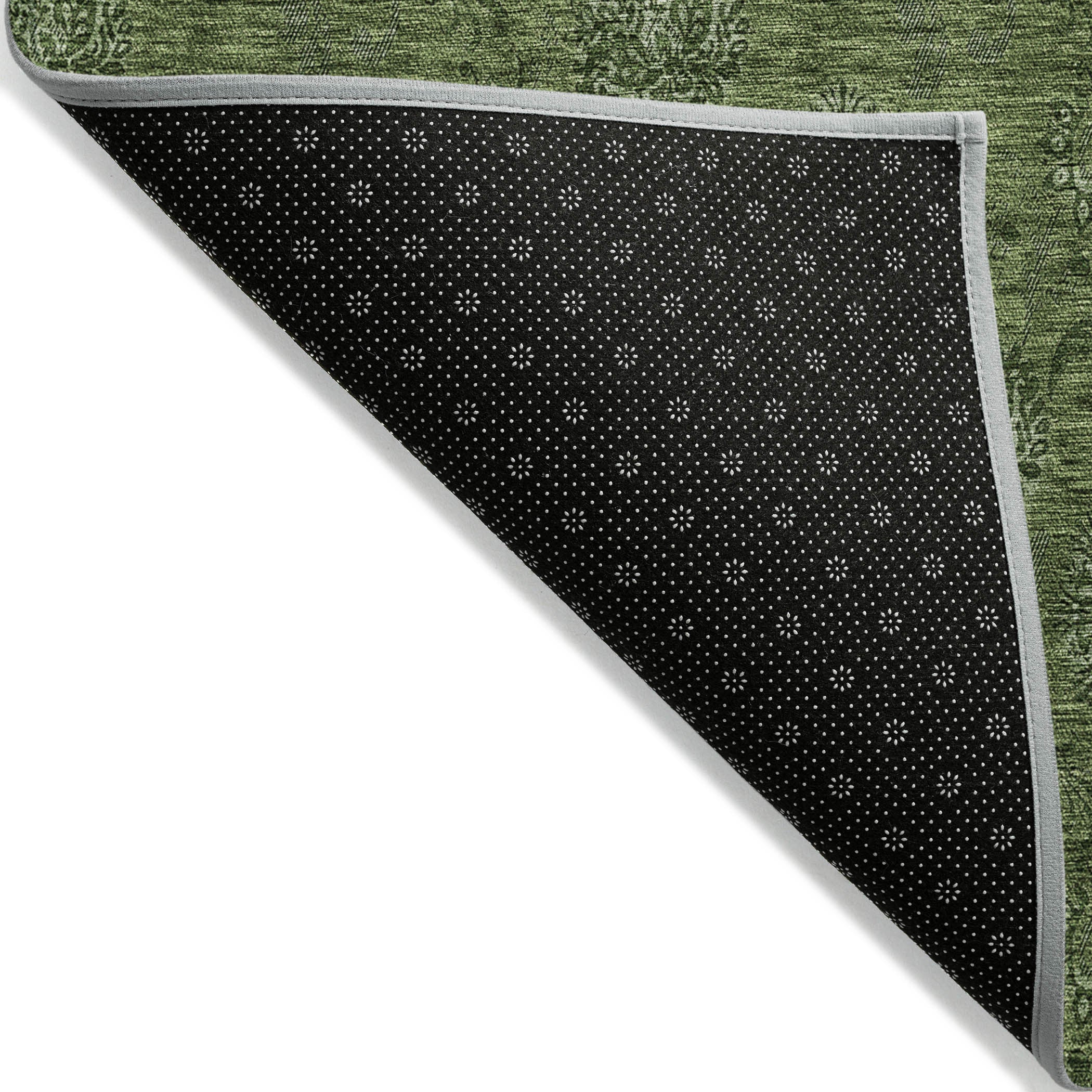 10' X 14' Olive Green And Green Floral Washable Indoor Outdoor Area Rug - Outdoor