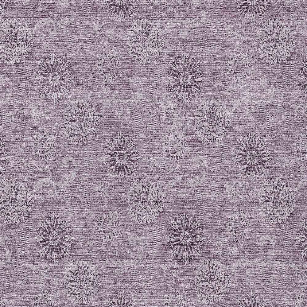 9' X 12' Plum And Purple Floral Washable Indoor Outdoor Area Rug