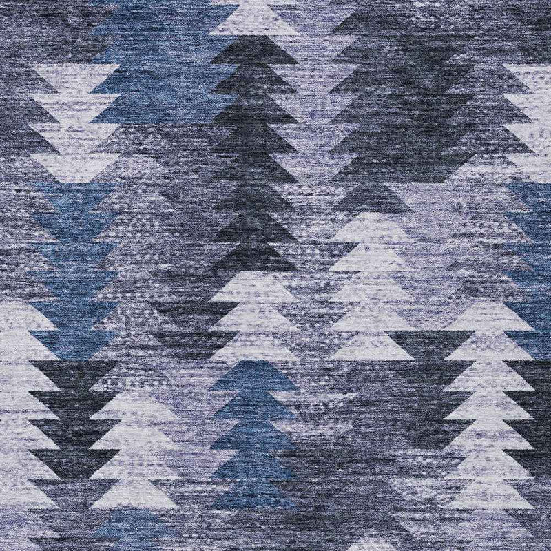 3' X 5' Navy Blue And Sky Blue Southwestern Washable Indoor Outdoor Area Rug