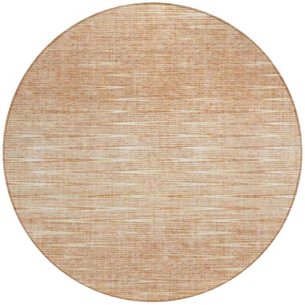 8' Salmon And Ivory Round Abstract Washable Indoor Outdoor Area Rug