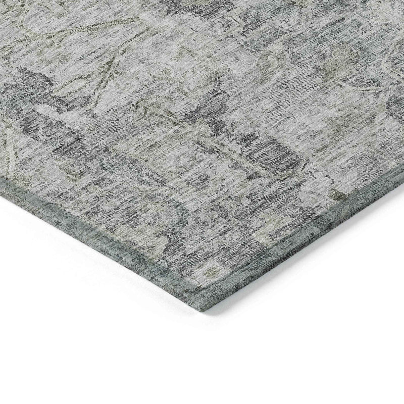 9' X 12' Gray Beige And Charcoal Oriental Washable Indoor Outdoor Area Rug