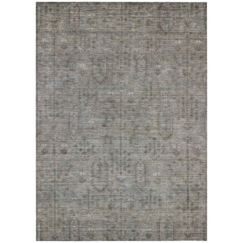 9' X 12' Gray And Silver Southwestern Washable Indoor Outdoor Area Rug