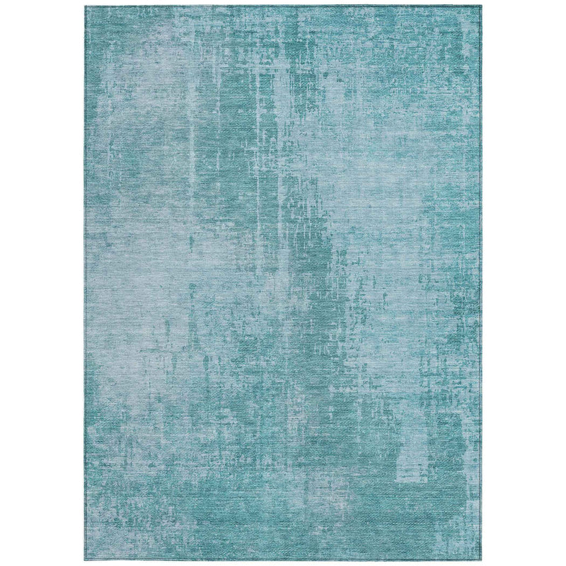 10' X 14' Aqua Teal Blue And Gray Abstract Washable Indoor Outdoor Area Rug