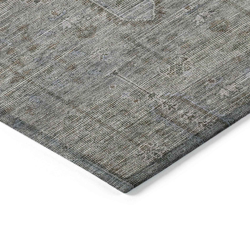 9' X 12' Gray And Silver Southwestern Washable Indoor Outdoor Area Rug