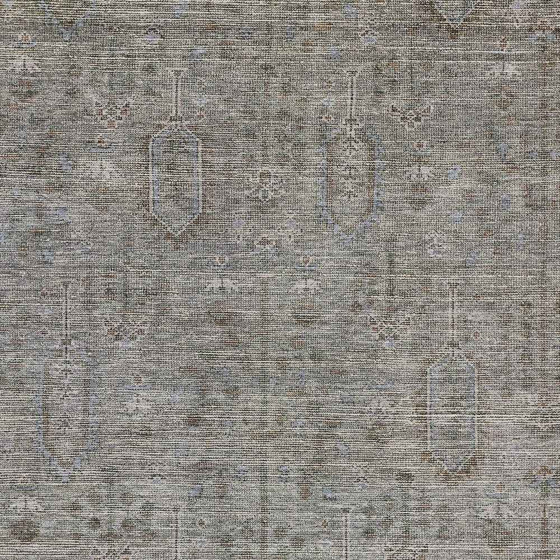 9' X 12' Gray And Silver Southwestern Washable Indoor Outdoor Area Rug