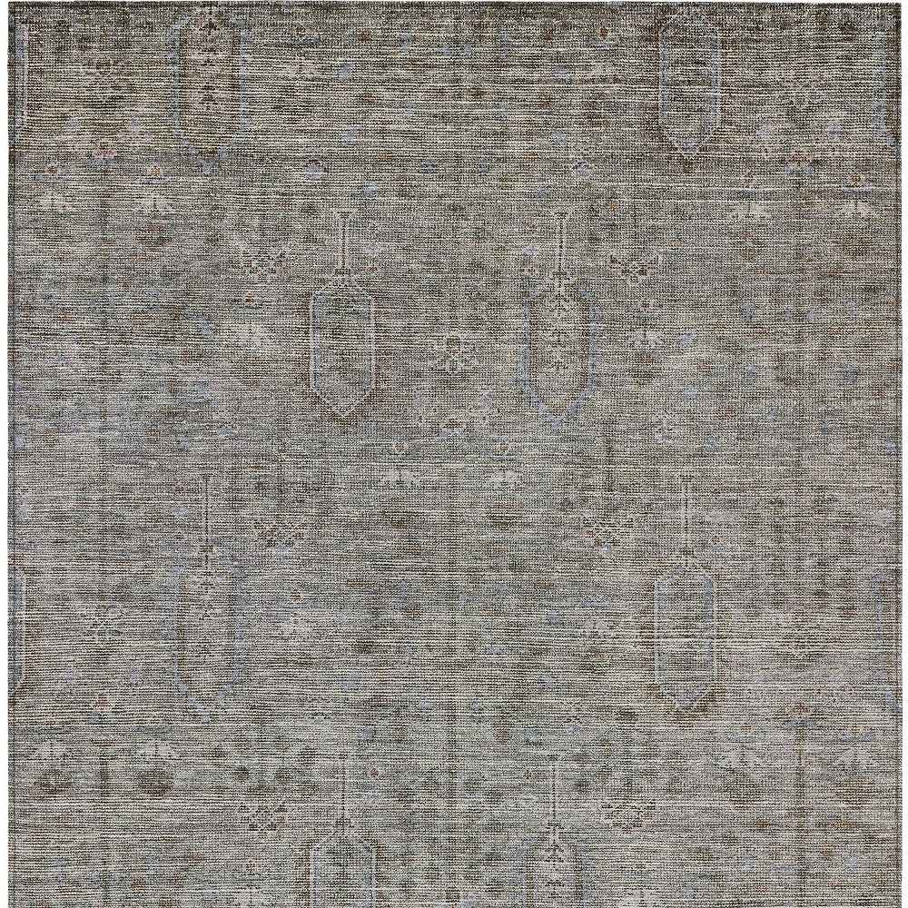 9' X 12' Gray And Silver Southwestern Washable Indoor Outdoor Area Rug