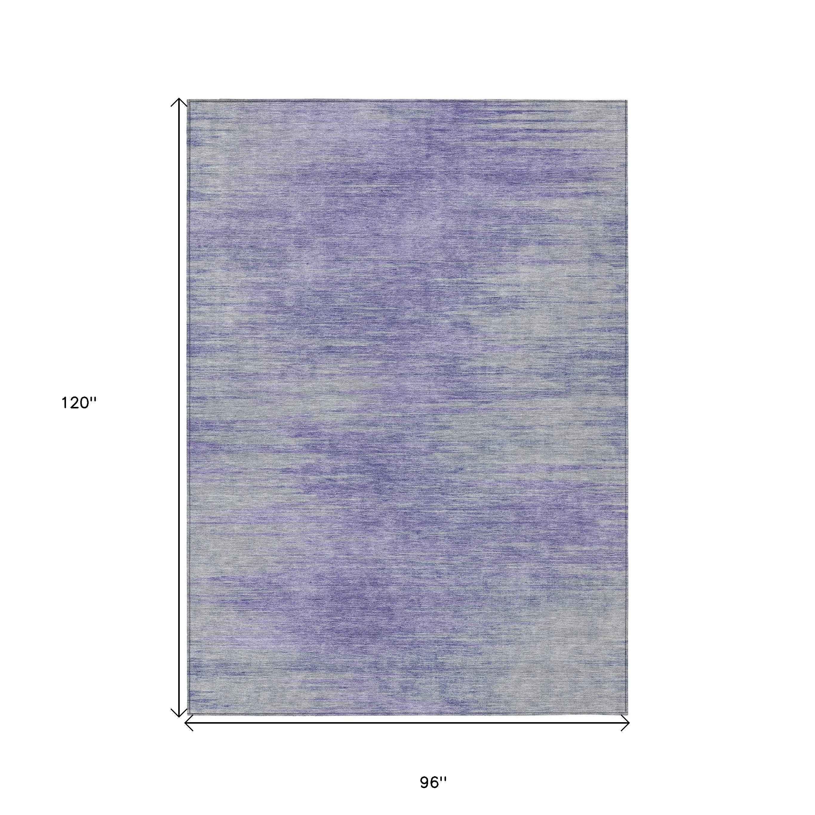 8' X 10' Plum And Purple Abstract Washable Indoor Outdoor Area Rug