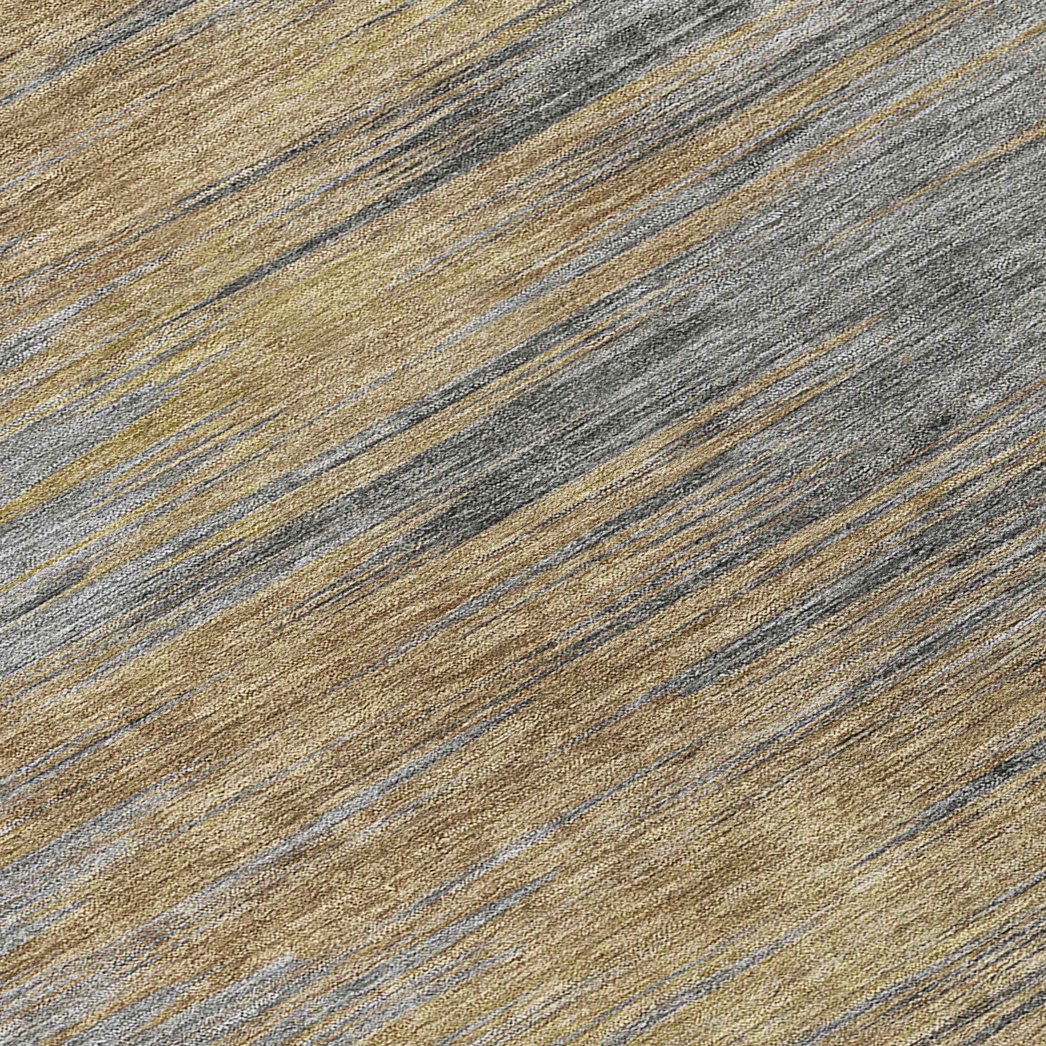 8' Brown Gold And Taupe Round Abstract Washable Indoor Outdoor Area Rug