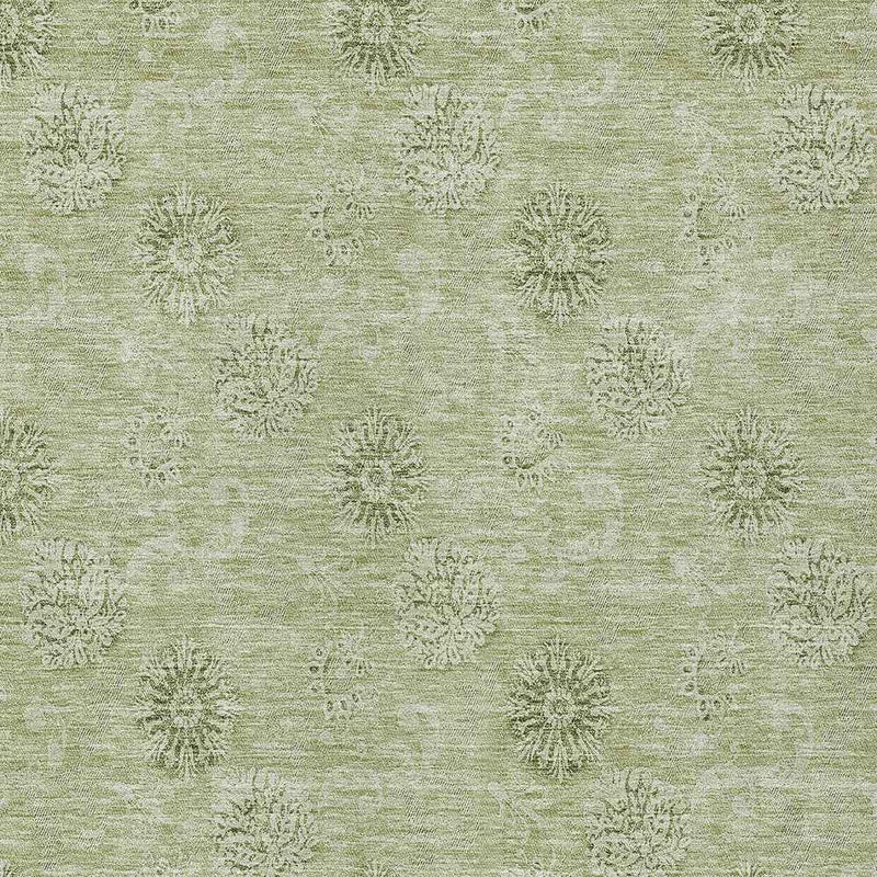 10' X 14' Sage And Artichoke Green Floral Washable Indoor Outdoor Area Rug