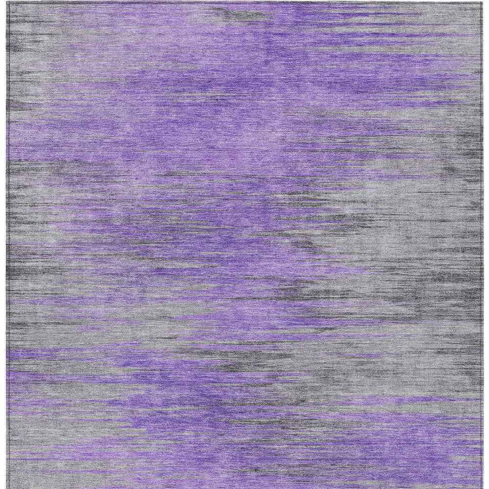 5' X 8' Purple Gray And Charcoal Abstract Washable Indoor Outdoor Area Rug