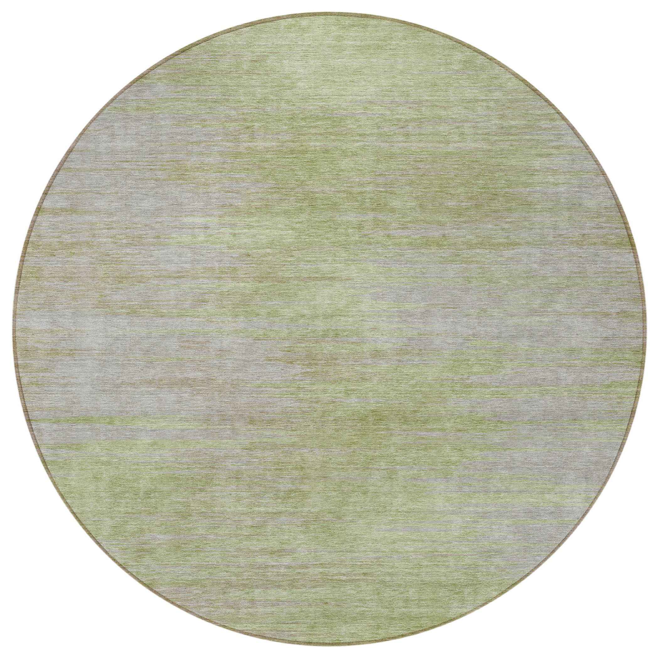 8' Sage And Artichoke Green Round Abstract Washable Indoor Outdoor Area Rug