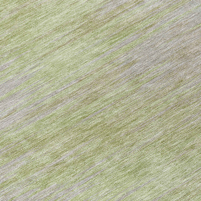 8' Sage And Artichoke Green Round Abstract Washable Indoor Outdoor Area Rug