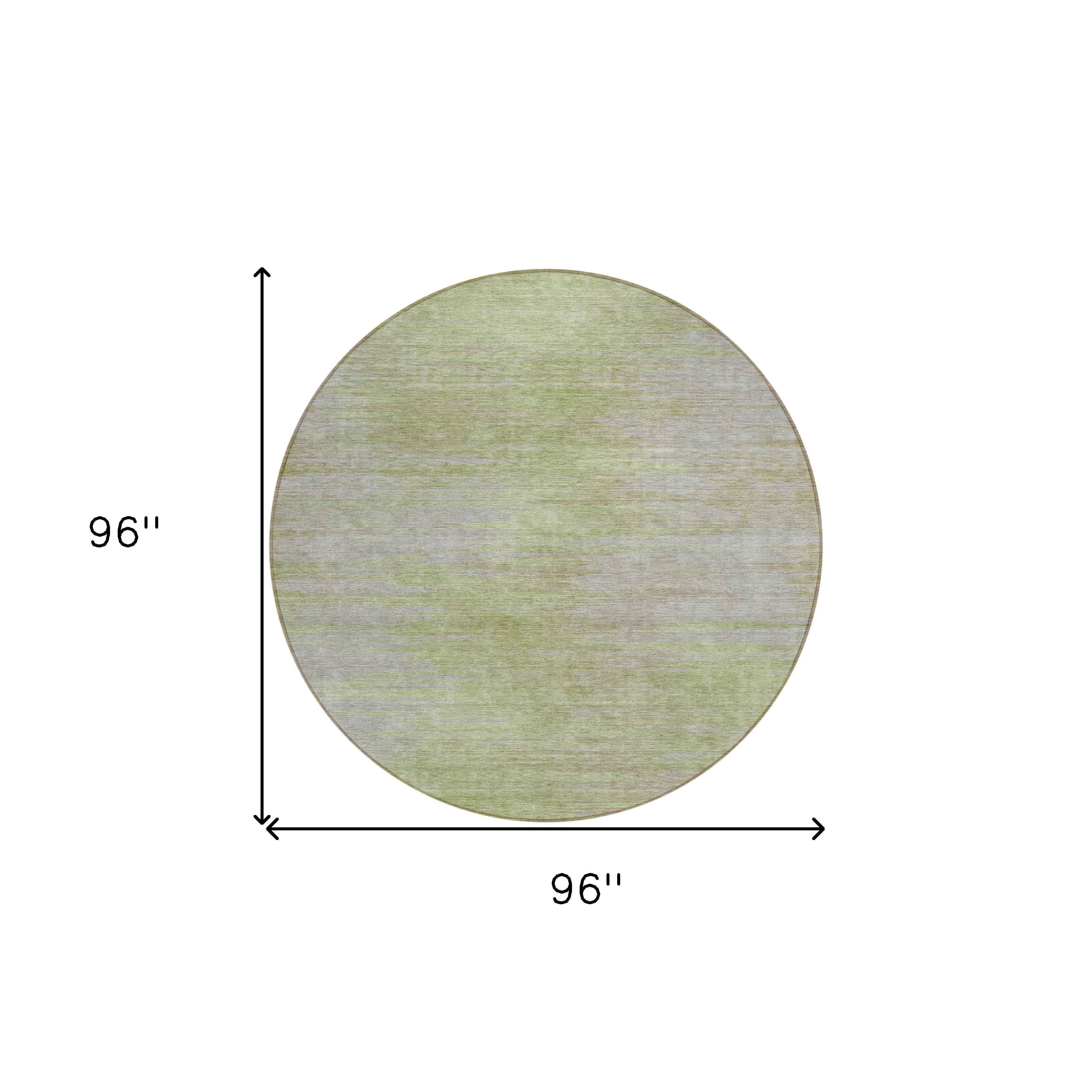 8' Sage And Artichoke Green Round Abstract Washable Indoor Outdoor Area Rug