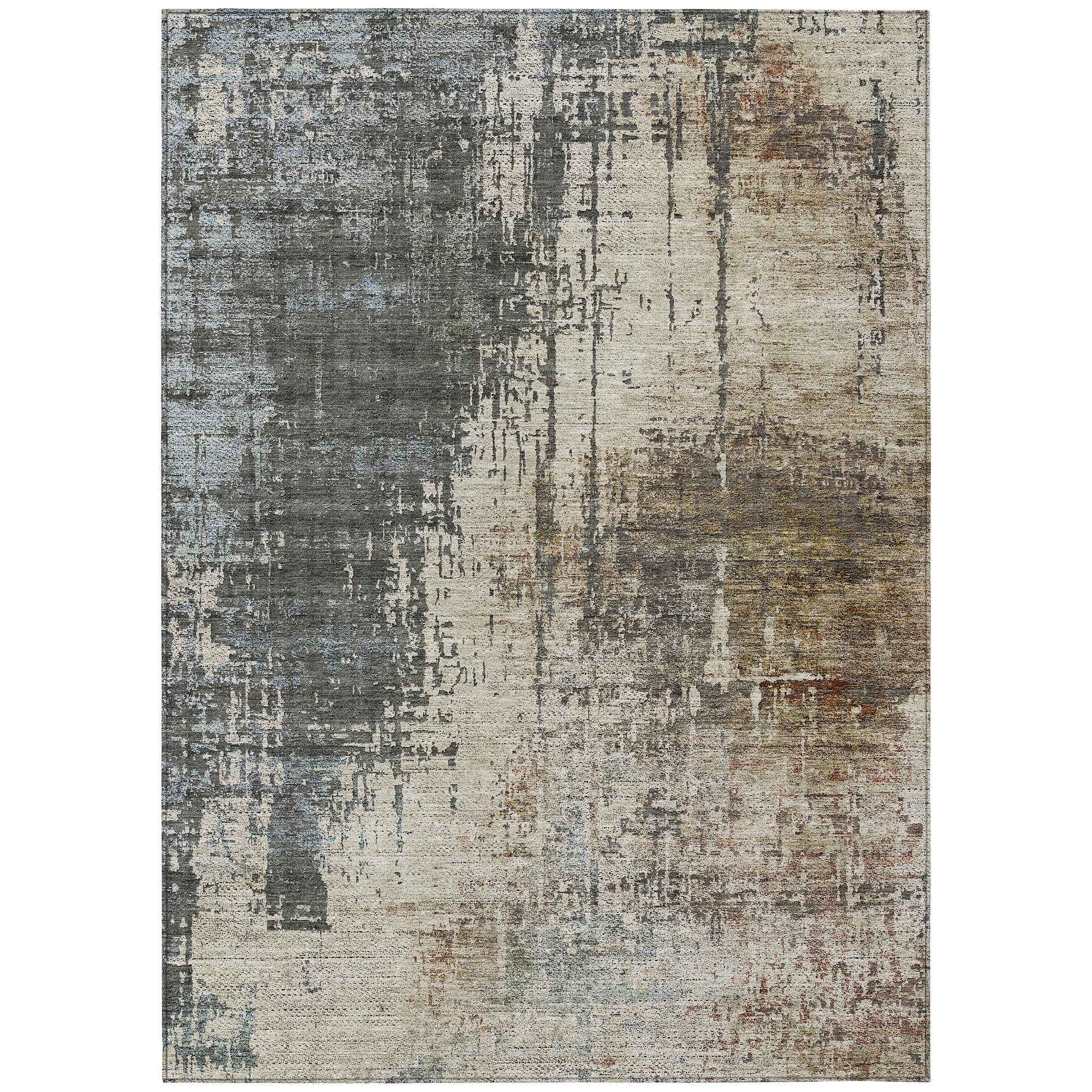 10' X 14' Beige Brown And Gray Abstract Washable Indoor Outdoor Area Rug
