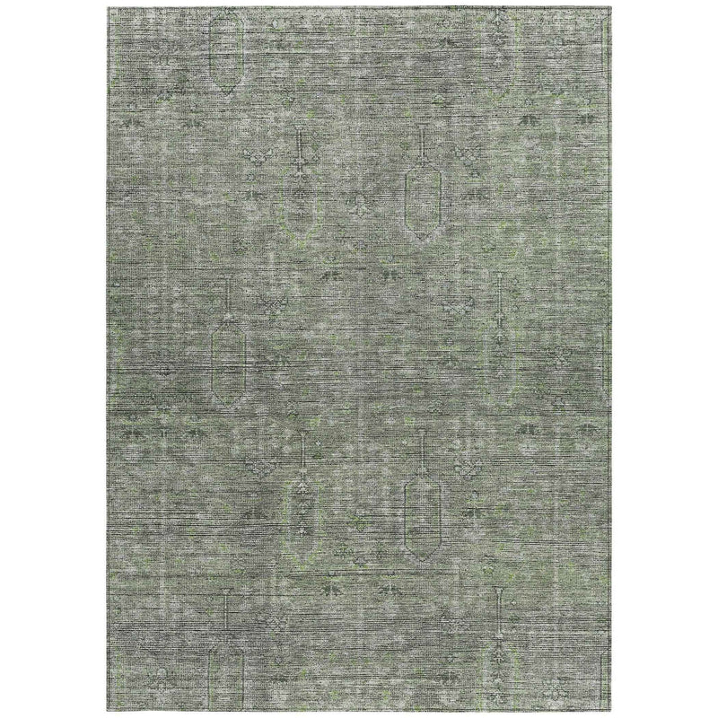 8' X 10' Fern Green And Gray Southwestern Washable Indoor Outdoor Area Rug
