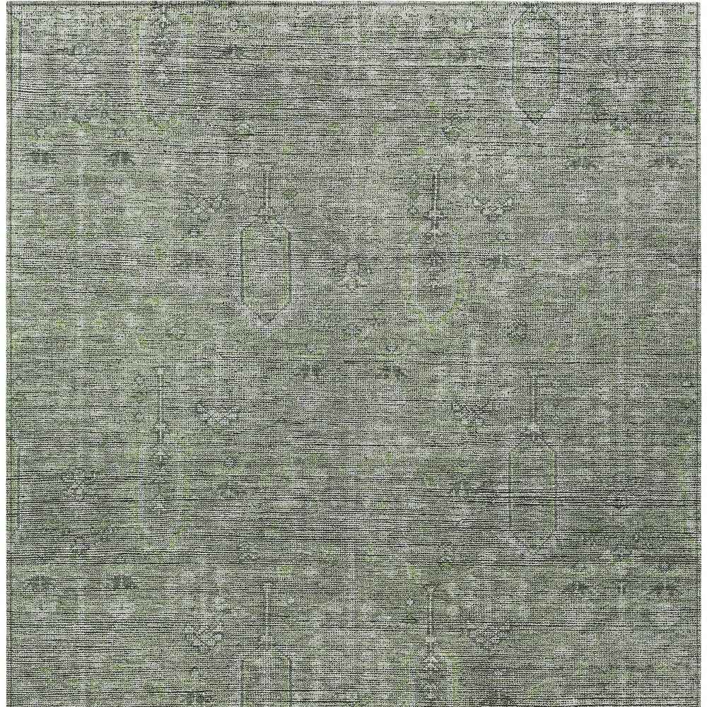 8' X 10' Fern Green And Gray Southwestern Washable Indoor Outdoor Area Rug