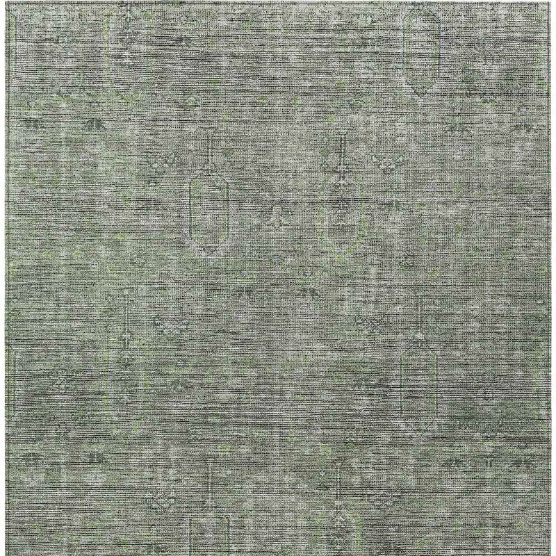 8' X 10' Fern Green And Gray Southwestern Washable Indoor Outdoor Area Rug