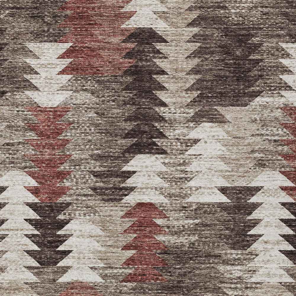 5' X 8' Brown And Ivory Southwestern Washable Indoor Outdoor Area Rug