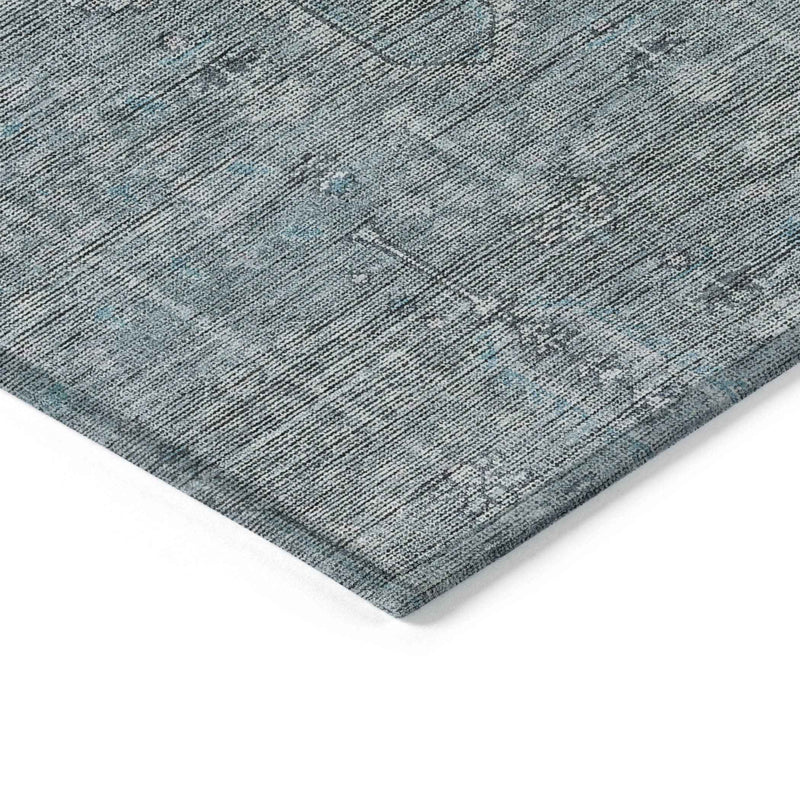 10' X 14' Teal Blue And Gray Southwestern Washable Indoor Outdoor Area Rug