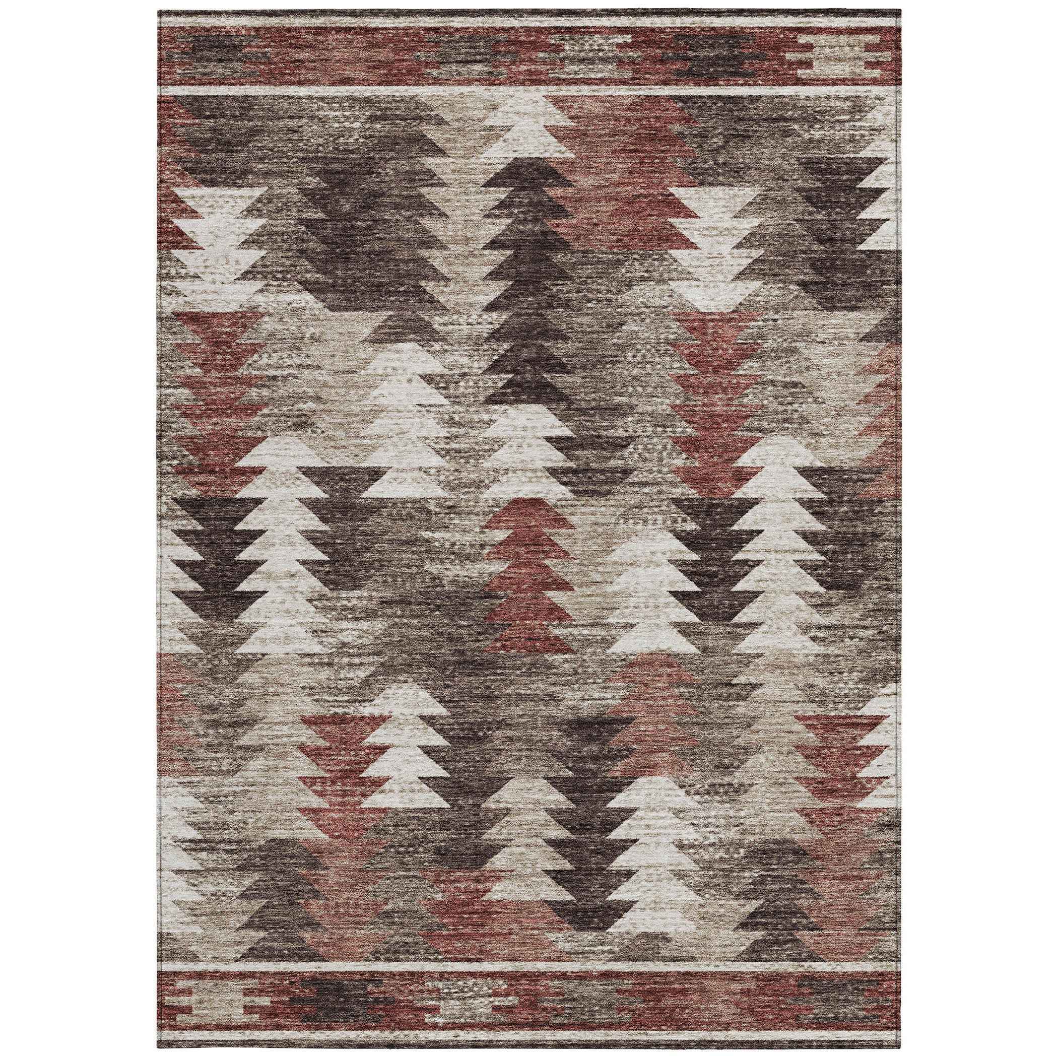 5' X 8' Brown And Ivory Southwestern Washable Indoor Outdoor Area Rug