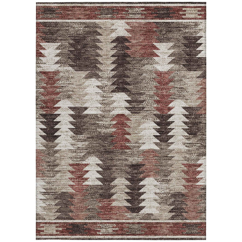5' X 8' Brown And Ivory Southwestern Washable Indoor Outdoor Area Rug