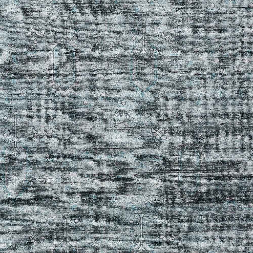 10' X 14' Teal Blue And Gray Southwestern Washable Indoor Outdoor Area Rug