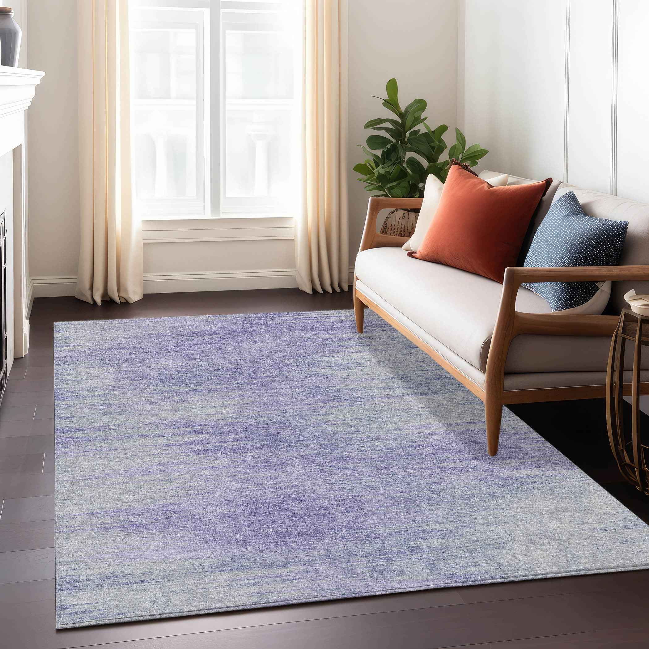 9' X 12' Plum And Purple Abstract Washable Indoor Outdoor Area Rug