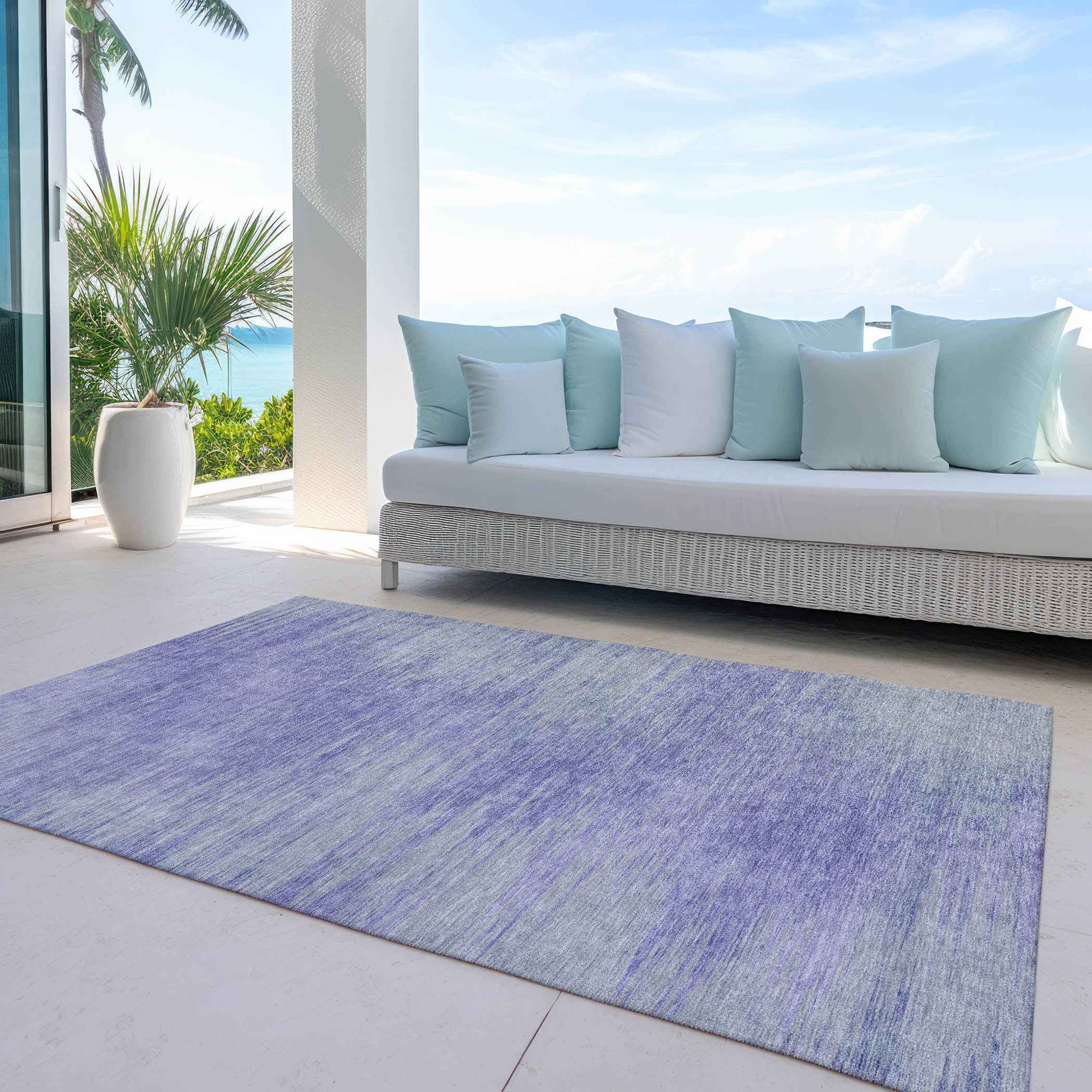 9' X 12' Plum And Purple Abstract Washable Indoor Outdoor Area Rug