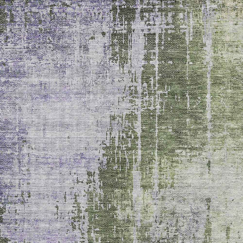 8' X 10' Olive Green And Purple Abstract Washable Indoor Outdoor Area Rug