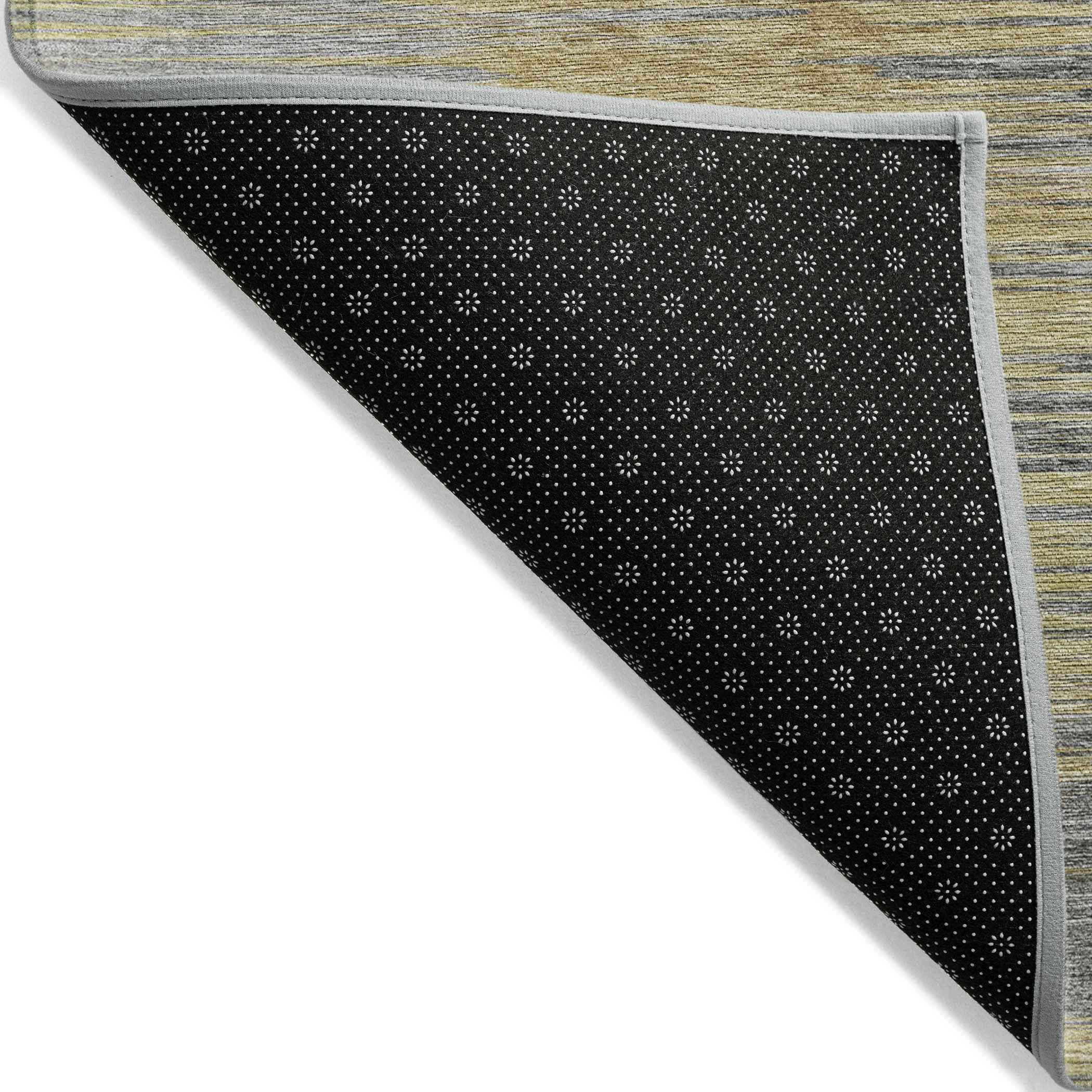 5' X 8' Gold Gray And Charcoal Abstract Washable Indoor Outdoor Area Rug