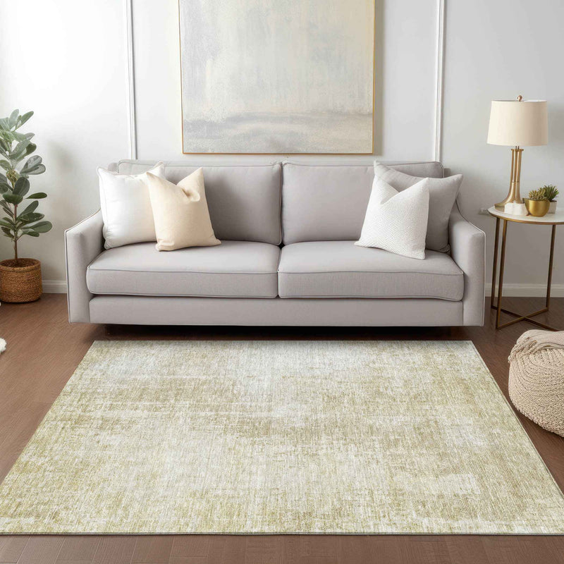 9' X 12' Beige And Taupe Abstract Washable Indoor Outdoor Area Rug