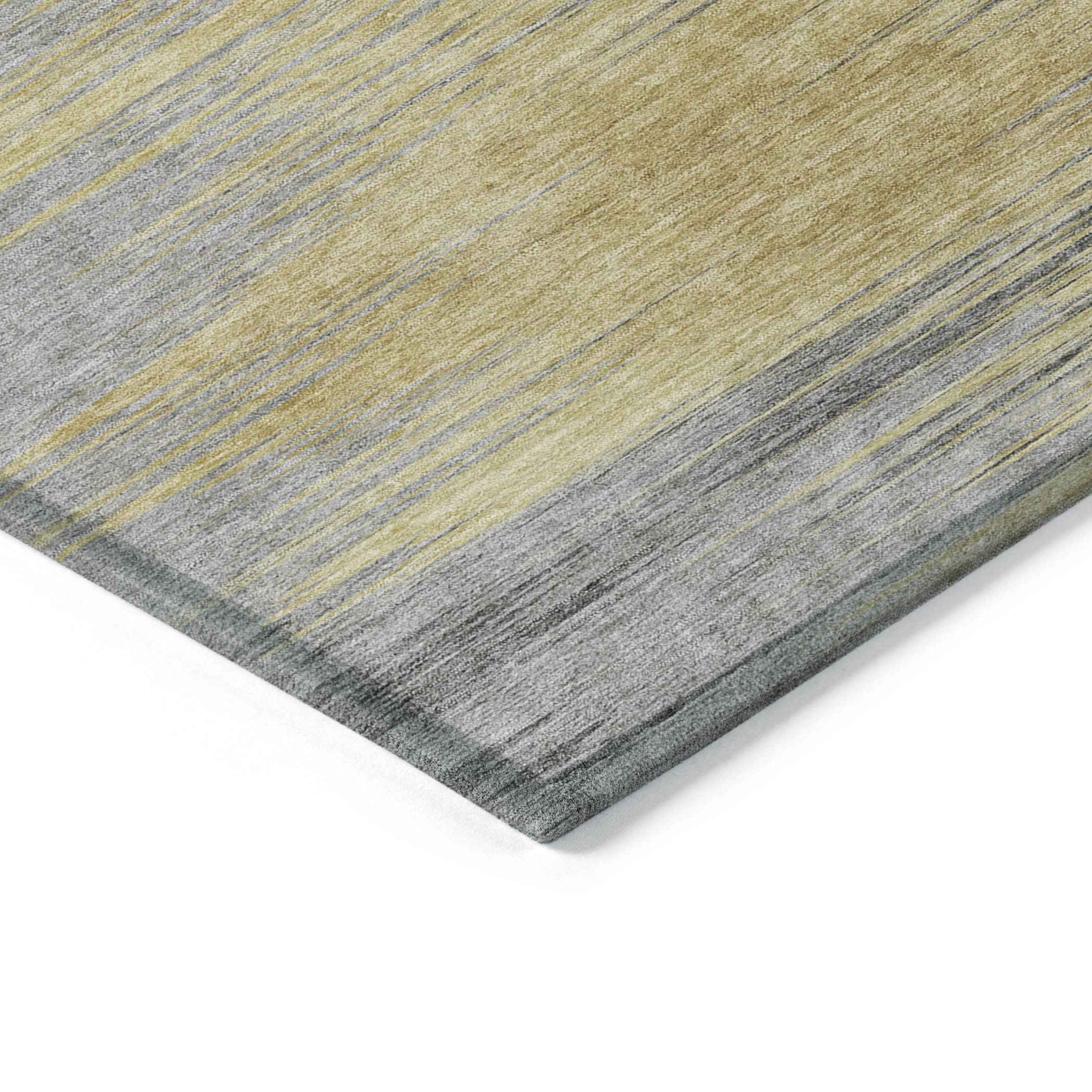 5' X 8' Gold Gray And Charcoal Abstract Washable Indoor Outdoor Area Rug